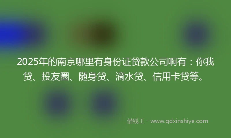2025年的南京哪里有身份证贷款公司啊有：你我贷、投友圈、随身贷、滴水贷、信用卡贷等。