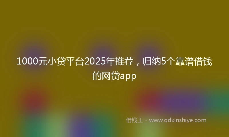 1000元小贷平台2025年推荐，归纳5个靠谱借钱的网贷app