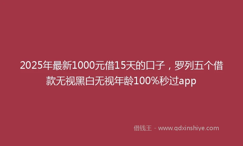 2025年最新1000元借15天的口子，罗列五个借款无视黑白无视年龄100%秒过app