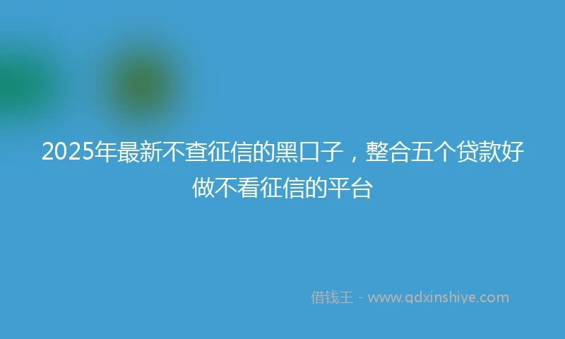 2025年最新不查征信的黑口子，整合五个贷款好做不看征信的平台