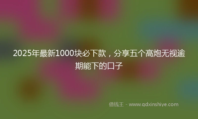 2025年最新1000块必下款，分享五个高炮无视逾期能下的口子