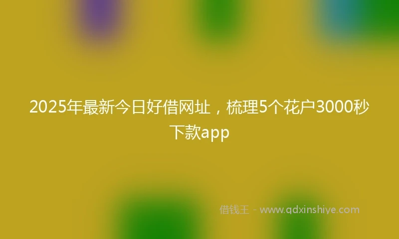 2025年最新今日好借网址，梳理5个花户3000秒下款app