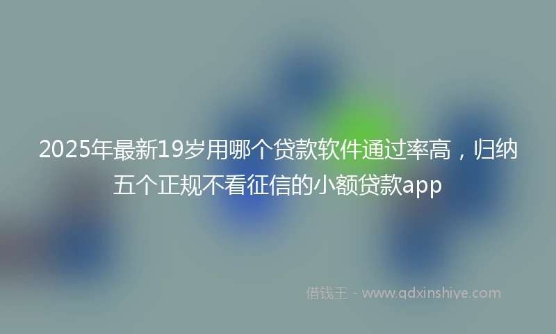 2025年最新19岁用哪个贷款软件通过率高，归纳五个正规不看征信的小额贷款app
