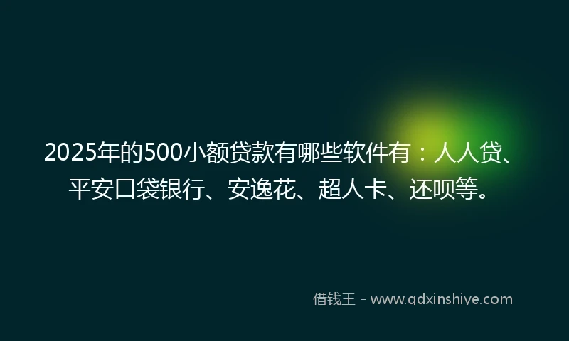 2025年的500小额贷款有哪些软件有：人人贷、平安口袋银行、安逸花、超人卡、还呗等。