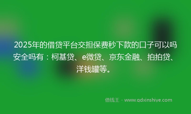 2025年的借贷平台交担保费秒下款的口子可以吗安全吗有：柯基贷、e微贷、京东金融、拍拍贷、洋钱罐等。