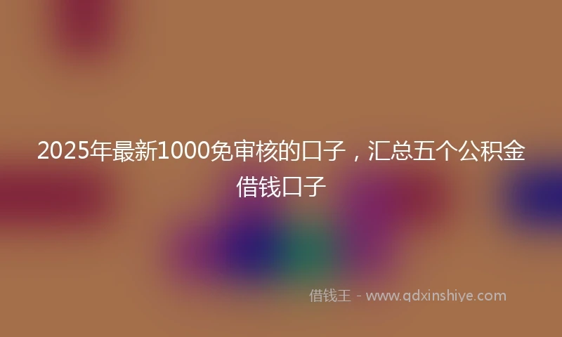 2025年最新1000免审核的口子，汇总五个公积金借钱口子