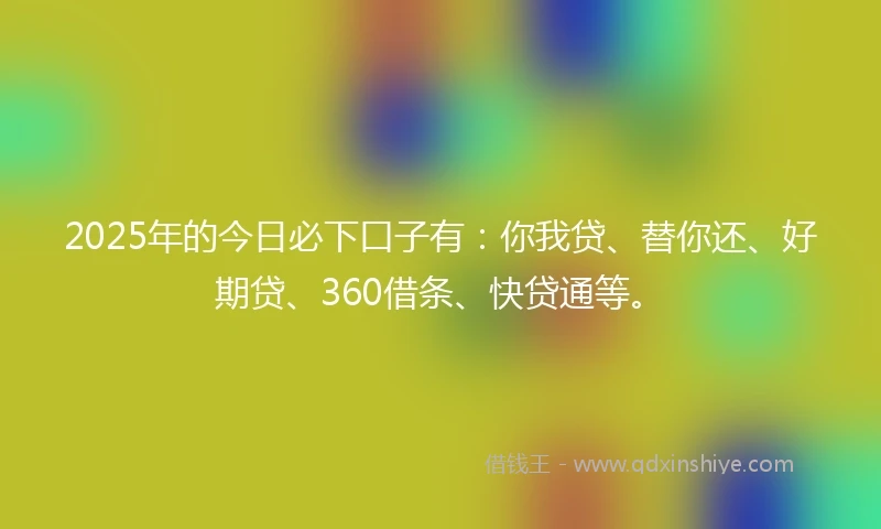 2025年的今日必下口子有：你我贷、替你还、好期贷、360借条、快贷通等。