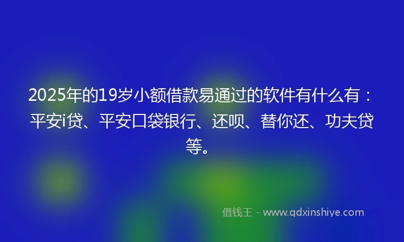 2025年的19岁小额借款易通过的软件有什么有：平安i贷、平安口袋银行、还呗、替你还、功夫贷等。