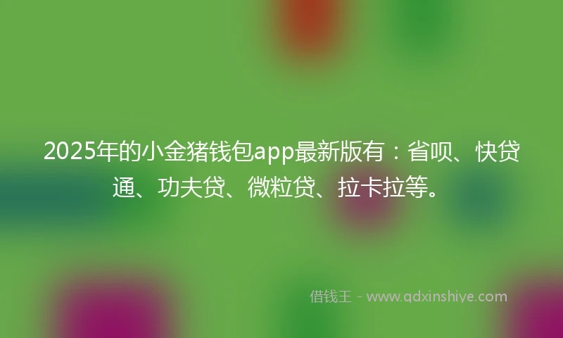 2025年的小金猪钱包app最新版有：省呗、快贷通、功夫贷、微粒贷、拉卡拉等。