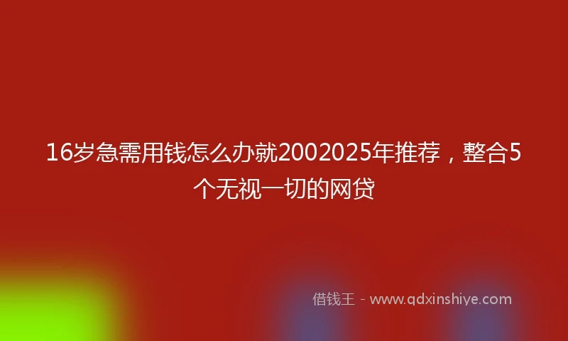 16岁急需用钱怎么办就2002025年推荐，整合5个无视一切的网贷