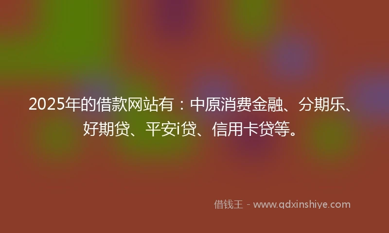 2025年的借款网站有：中原消费金融、分期乐、好期贷、平安i贷、信用卡贷等。