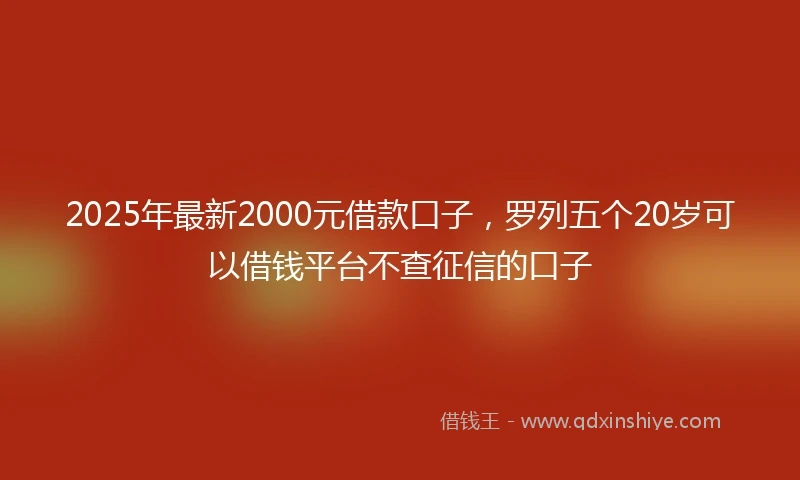 2025年最新2000元借款口子，罗列五个20岁可以借钱平台不查征信的口子