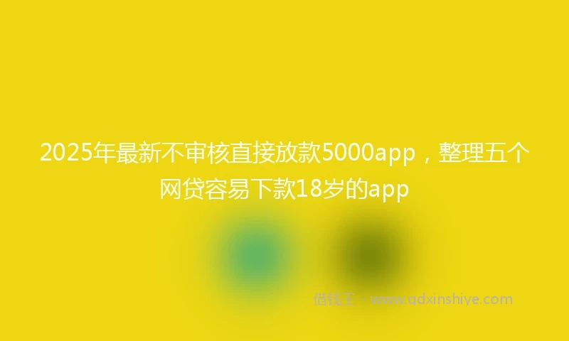 2025年最新不审核直接放款5000app，整理五个网贷容易下款18岁的app