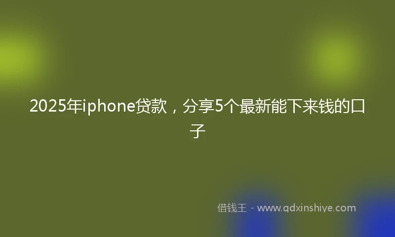 2025年iphone贷款，分享5个最新能下来钱的口子