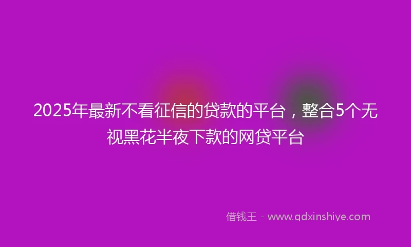 2025年最新不看征信的贷款的平台，整合5个无视黑花半夜下款的网贷平台
