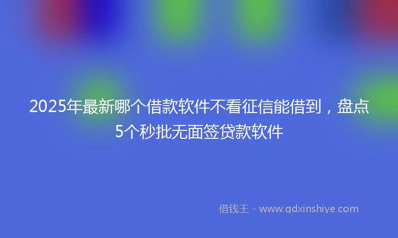 2025年最新哪个借款软件不看征信能借到，盘点5个秒批无面签贷款软件