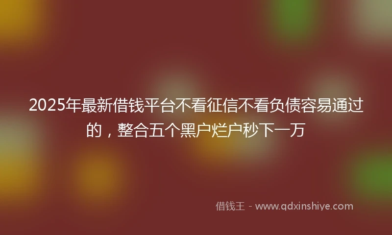 2025年最新借钱平台不看征信不看负债容易通过的，整合五个黑户烂户秒下一万
