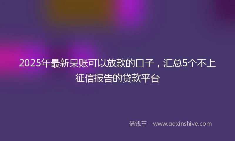 2025年最新呆账可以放款的口子，汇总5个不上征信报告的贷款平台