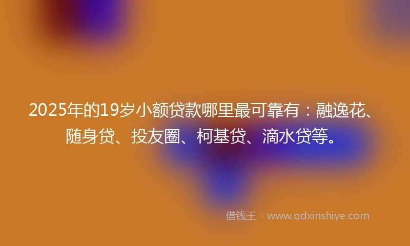 2025年的19岁小额贷款哪里最可靠有：融逸花、随身贷、投友圈、柯基贷、滴水贷等。