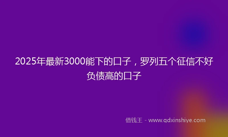 2025年最新3000能下的口子，罗列五个征信不好负债高的口子