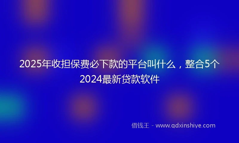 2025年收担保费必下款的平台叫什么，整合5个2024最新贷款软件
