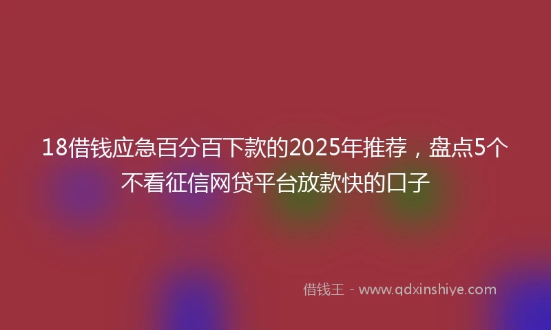 18借钱应急百分百下款的2025年推荐，盘点5个不看征信网贷平台放款快的口子