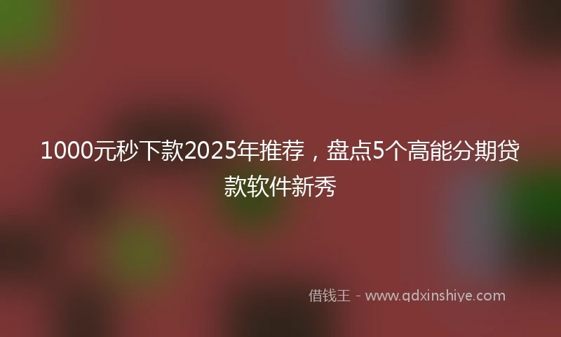 1000元秒下款2025年推荐，盘点5个高能分期贷款软件新秀