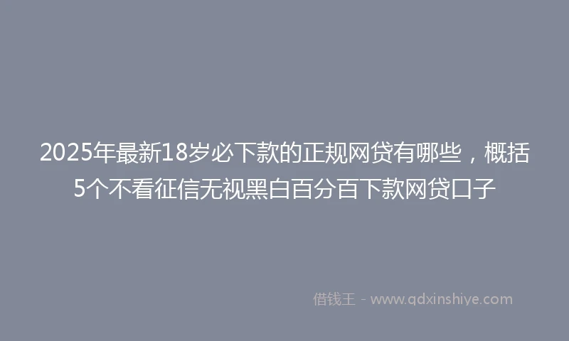 2025年最新18岁必下款的正规网贷有哪些，概括5个不看征信无视黑白百分百下款网贷口子