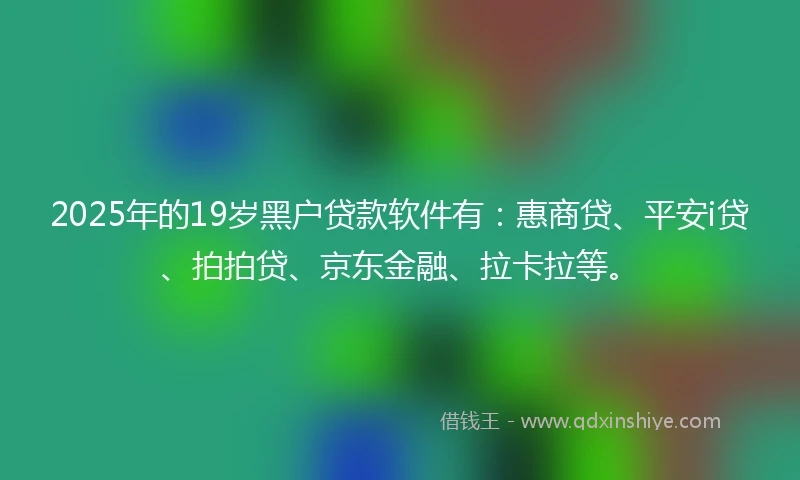2025年的19岁黑户贷款软件有：惠商贷、平安i贷、拍拍贷、京东金融、拉卡拉等。