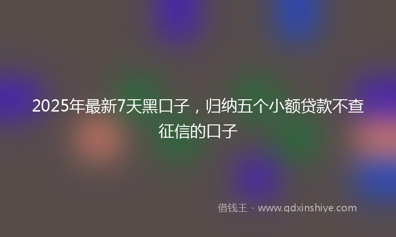 2025年最新7天黑口子，归纳五个小额贷款不查征信的口子