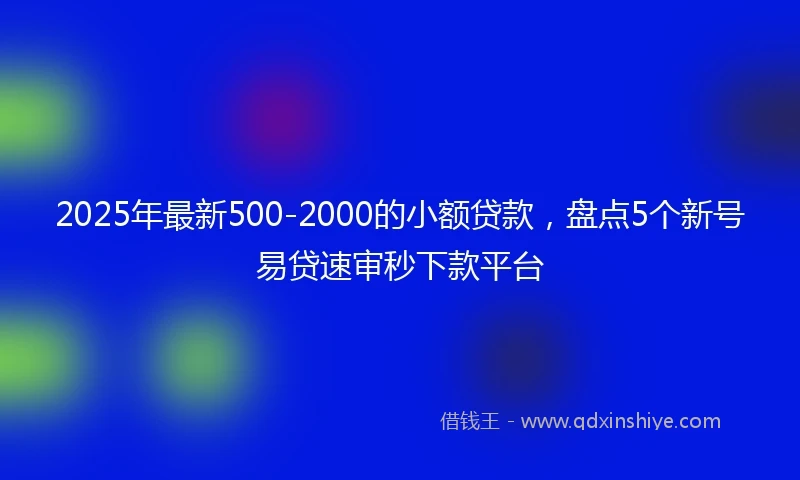 2025年最新500-2000的小额贷款，盘点5个新号易贷速审秒下款平台