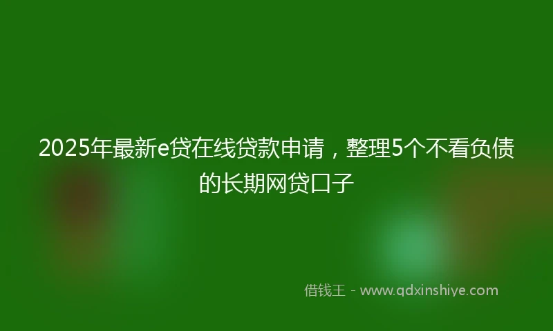 2025年最新e贷在线贷款申请，整理5个不看负债的长期网贷口子