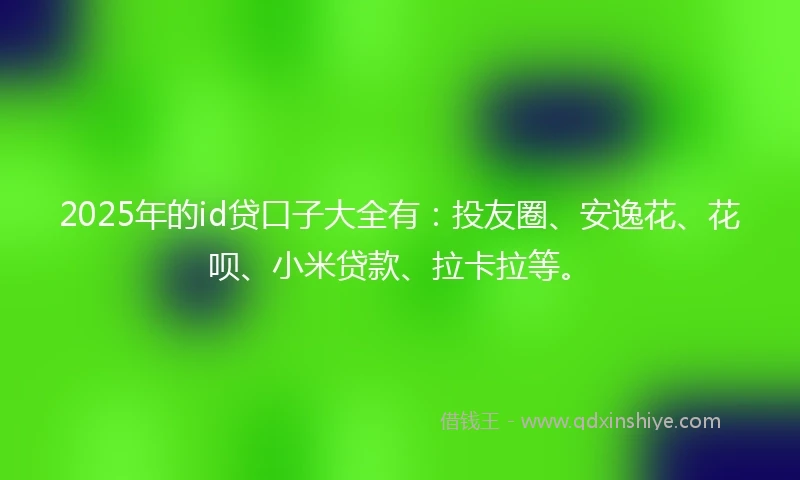 2025年的id贷口子大全有：投友圈、安逸花、花呗、小米贷款、拉卡拉等。