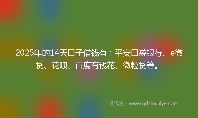 2025年的14天口子借钱有：平安口袋银行、e微贷、花呗、百度有钱花、微粒贷等。
