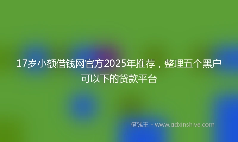 17岁小额借钱网官方2025年推荐，整理五个黑户可以下的贷款平台