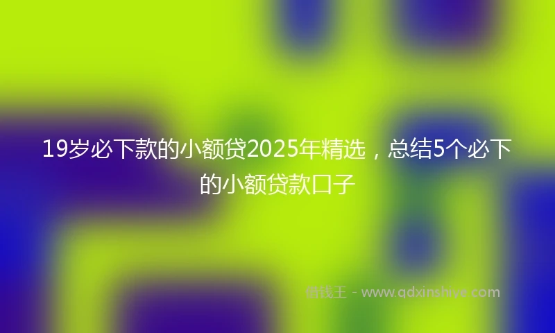 19岁必下款的小额贷2025年精选，总结5个必下的小额贷款口子