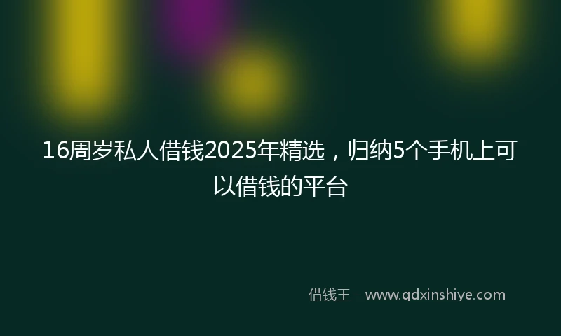 16周岁私人借钱2025年精选，归纳5个手机上可以借钱的平台