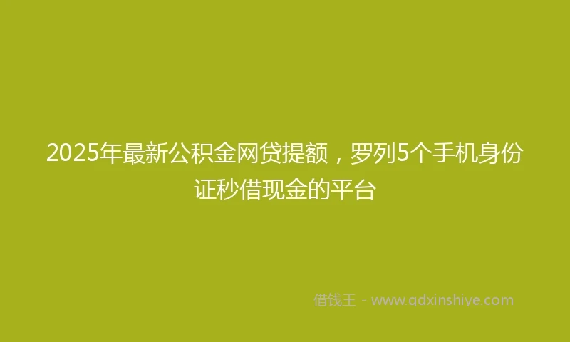 2025年最新公积金网贷提额，罗列5个手机身份证秒借现金的平台