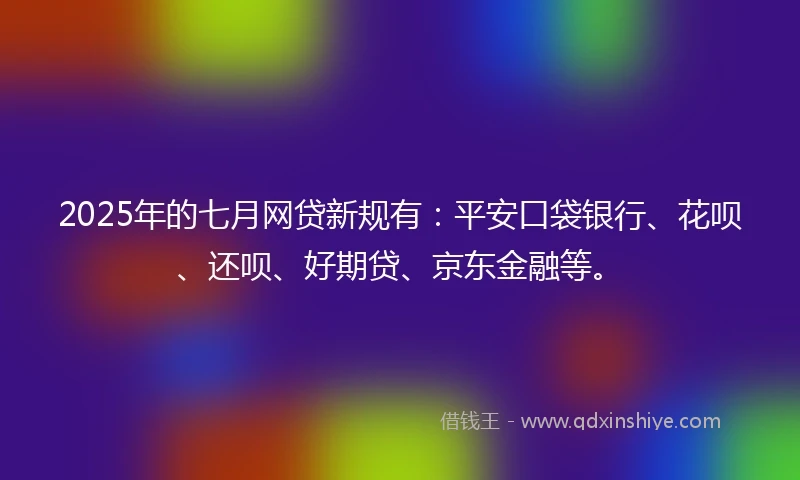 2025年的七月网贷新规有：平安口袋银行、花呗、还呗、好期贷、京东金融等。