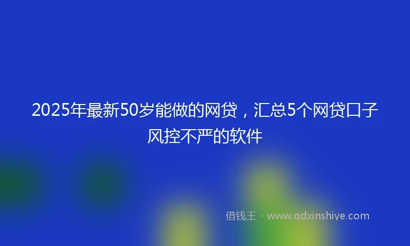 2025年最新50岁能做的网贷，汇总5个网贷口子风控不严的软件