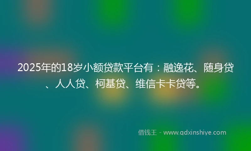 2025年的18岁小额贷款平台有：融逸花、随身贷、人人贷、柯基贷、维信卡卡贷等。