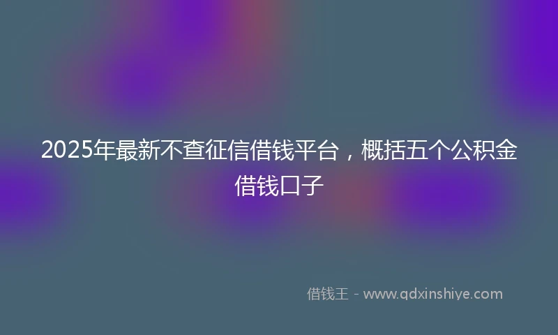 2025年最新不查征信借钱平台，概括五个公积金借钱口子