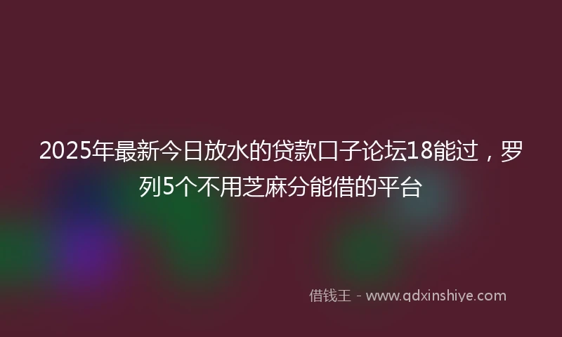2025年最新今日放水的贷款口子论坛18能过，罗列5个不用芝麻分能借的平台