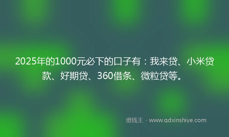 2025年的1000元必下的口子有：我来贷、小米贷款、好期贷、360借条、微粒贷等。