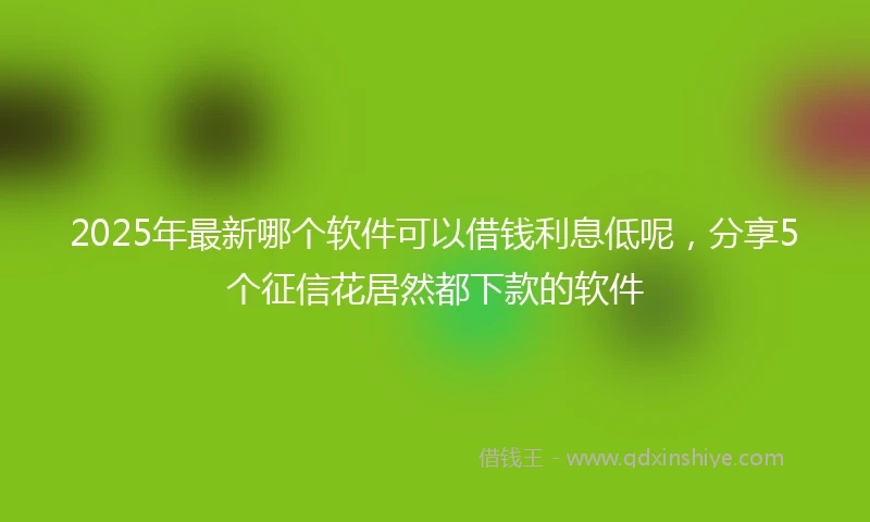 2025年最新哪个软件可以借钱利息低呢，分享5个征信花居然都下款的软件