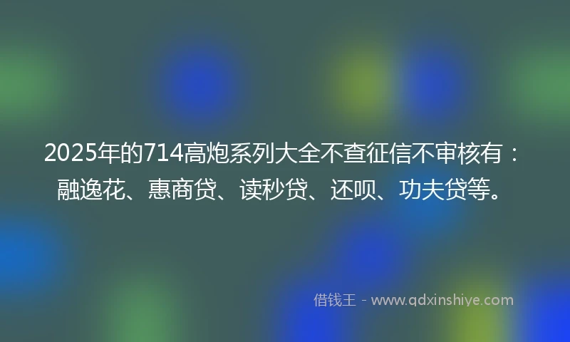 2025年的714高炮系列大全不查征信不审核有：融逸花、惠商贷、读秒贷、还呗、功夫贷等。