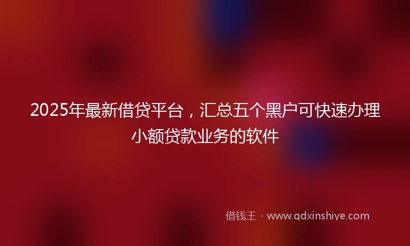 2025年最新借贷平台，汇总五个黑户可快速办理小额贷款业务的软件