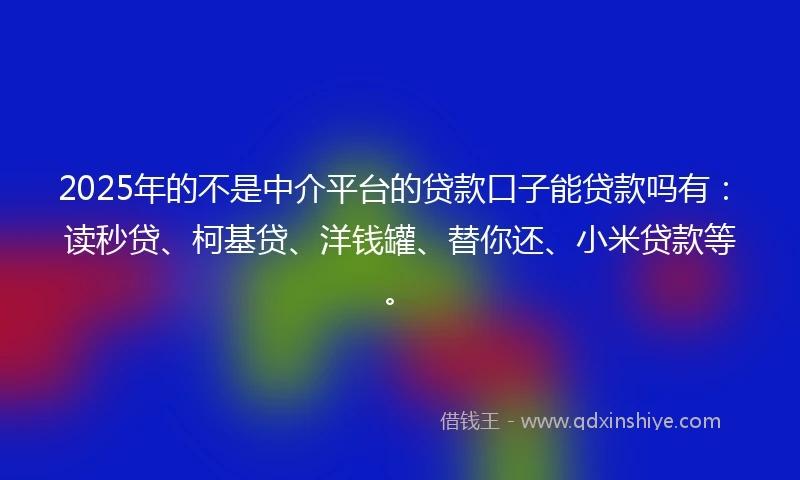 2025年的不是中介平台的贷款口子能贷款吗有：读秒贷、柯基贷、洋钱罐、替你还、小米贷款等。