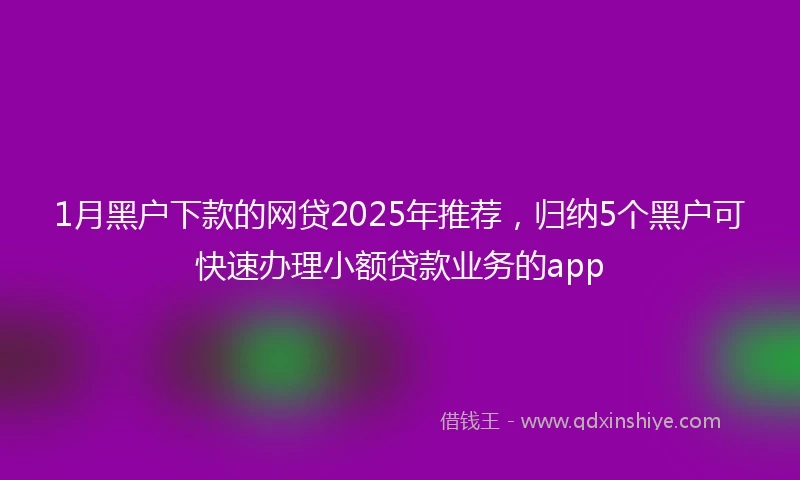 1月黑户下款的网贷2025年推荐，归纳5个黑户可快速办理小额贷款业务的app