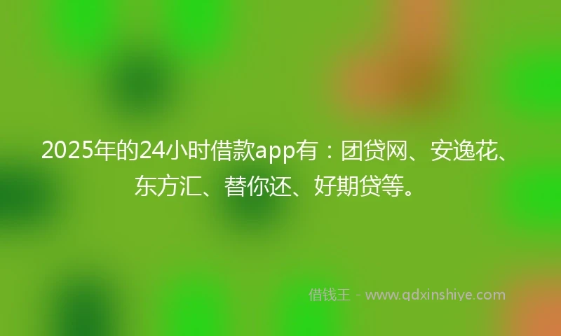 2025年的24小时借款app有：团贷网、安逸花、东方汇、替你还、好期贷等。